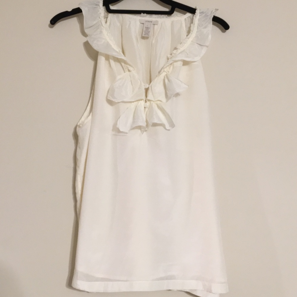 J. Crew Lydia Ruffle Silk Blouse in Cream NWOT